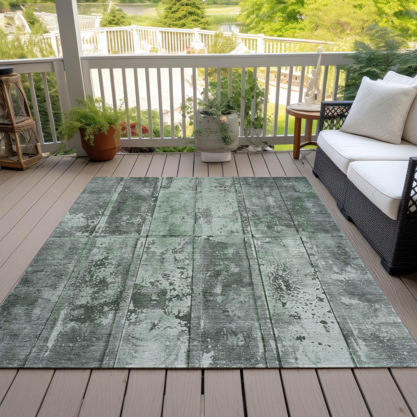 Galara Green Washable Indoor-Outdoor Rug