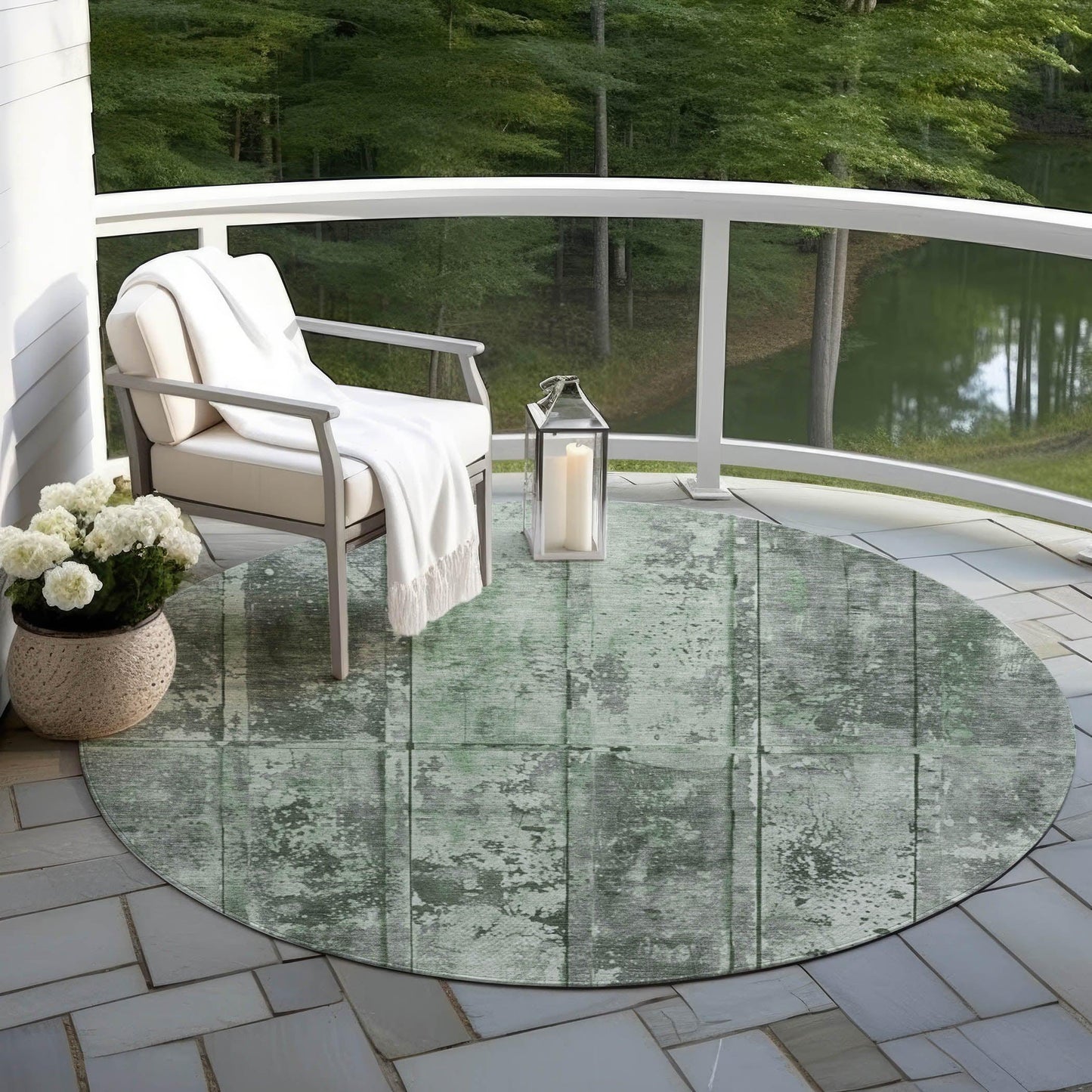 Galara Green Washable Indoor-Outdoor Rug