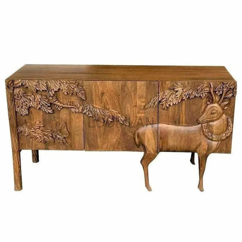 Mother Nature 60" Sideboard Deer Front Doors - LOOMLAN - LOOMLAN - Sideboards