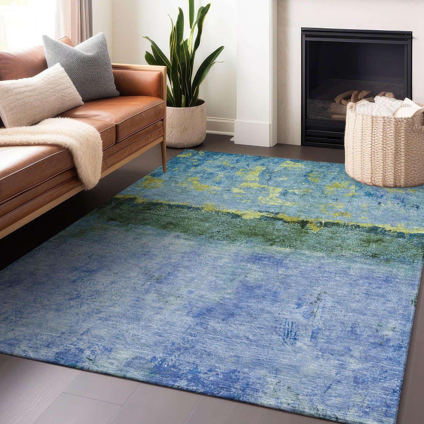 Galaris Blue Washable Indoor-Outdoor Rug