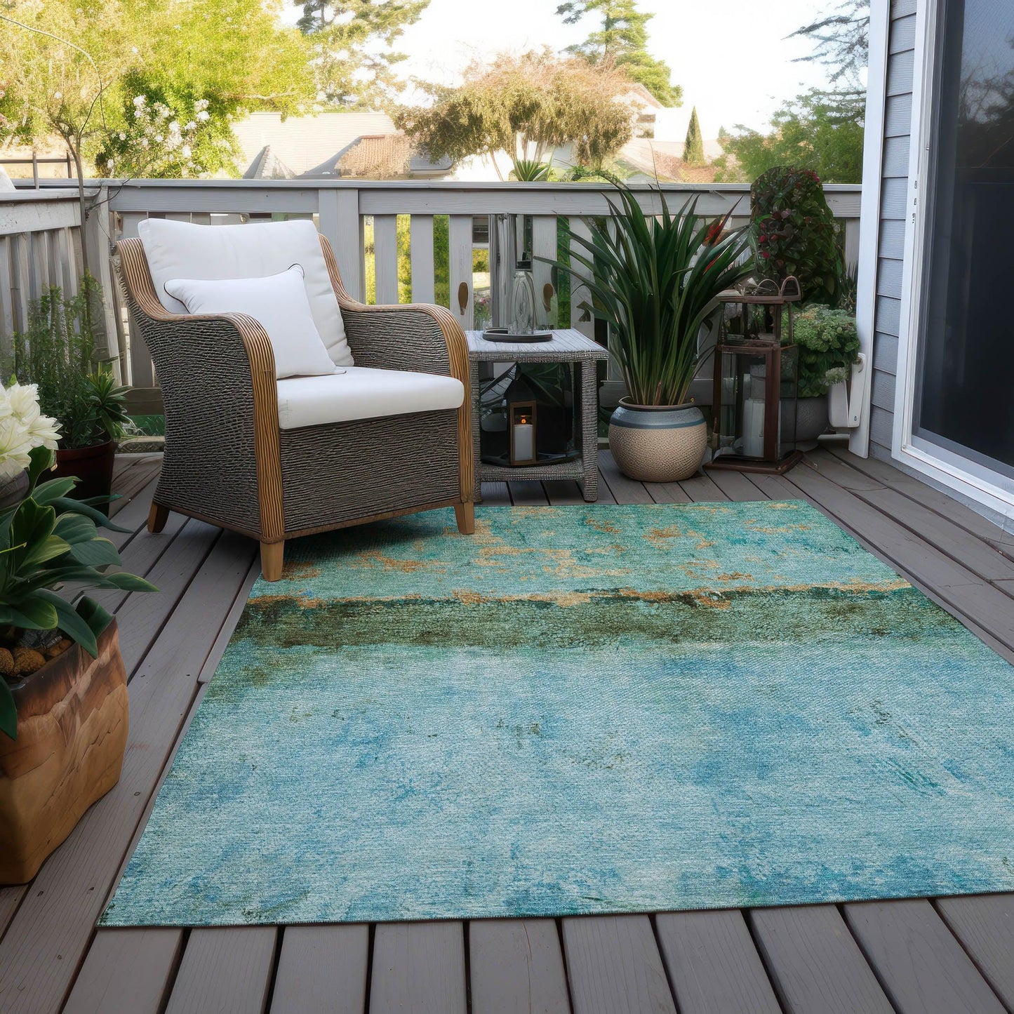 Galaris Teal Washable Indoor-Outdoor Rug