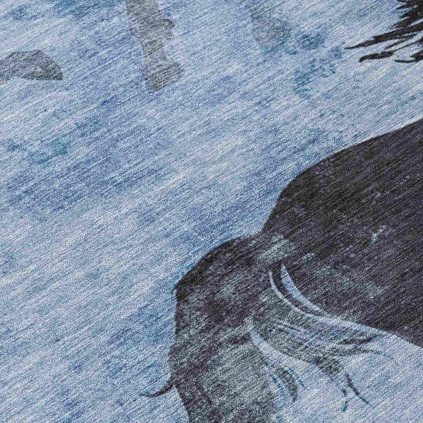 Galas Blue Washable Indoor-Outdoor Rug