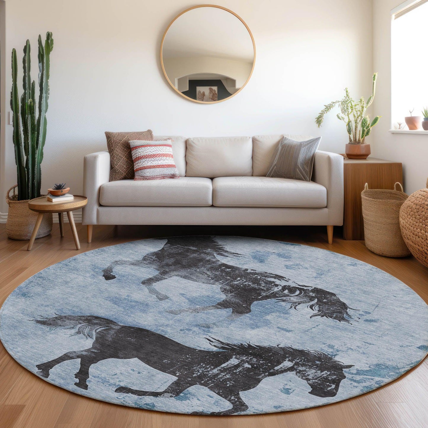 Galas Blue Washable Indoor-Outdoor Rug