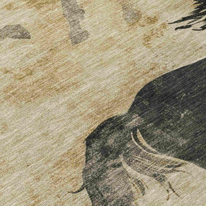 Galas Brown Washable Indoor-Outdoor Rug