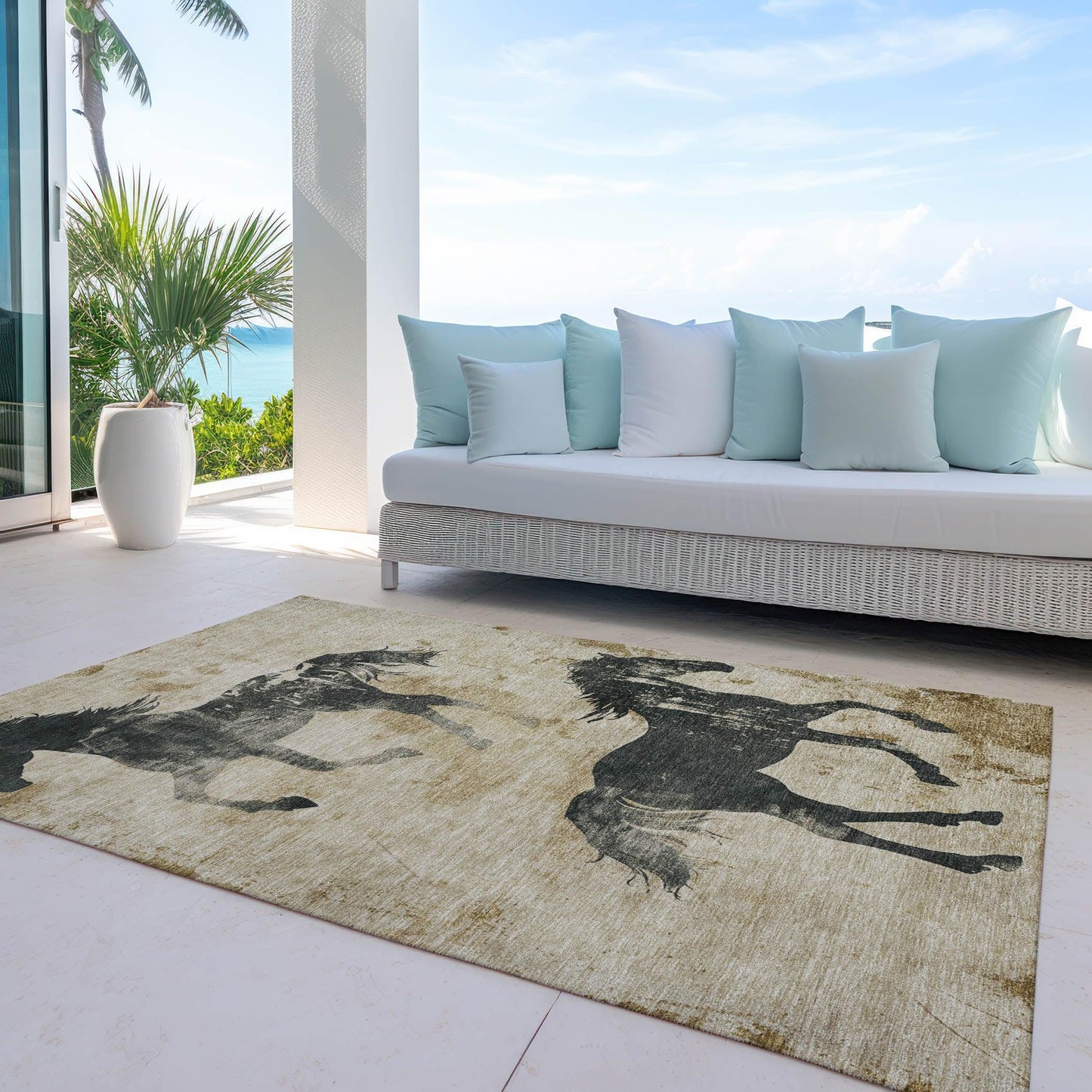 Galas Brown Washable Indoor-Outdoor Rug