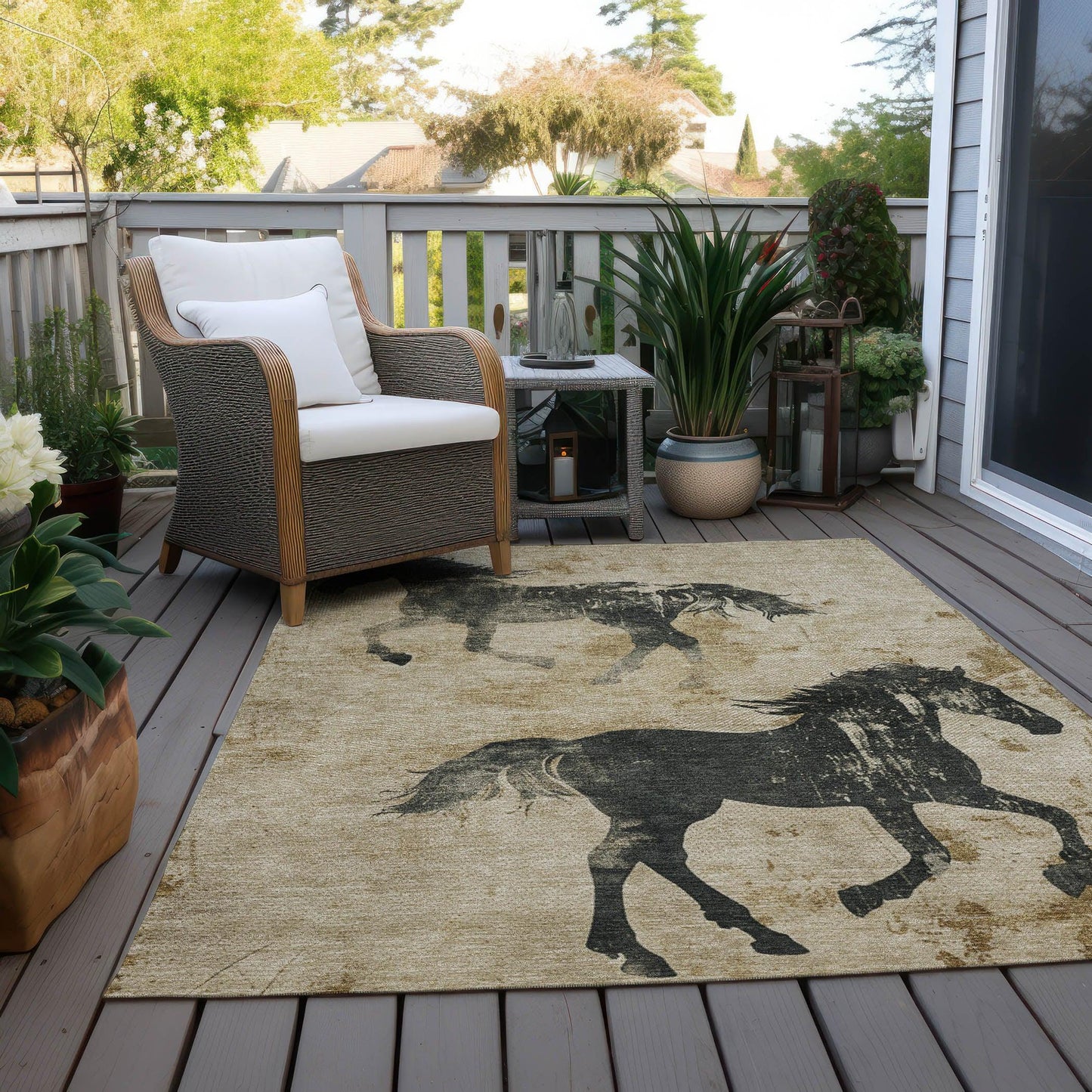Galas Brown Washable Indoor-Outdoor Rug
