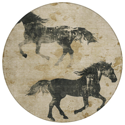 Galas Brown Washable Indoor-Outdoor Rug