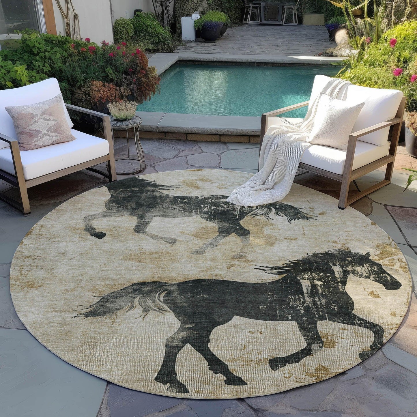 Galas Brown Washable Indoor-Outdoor Rug