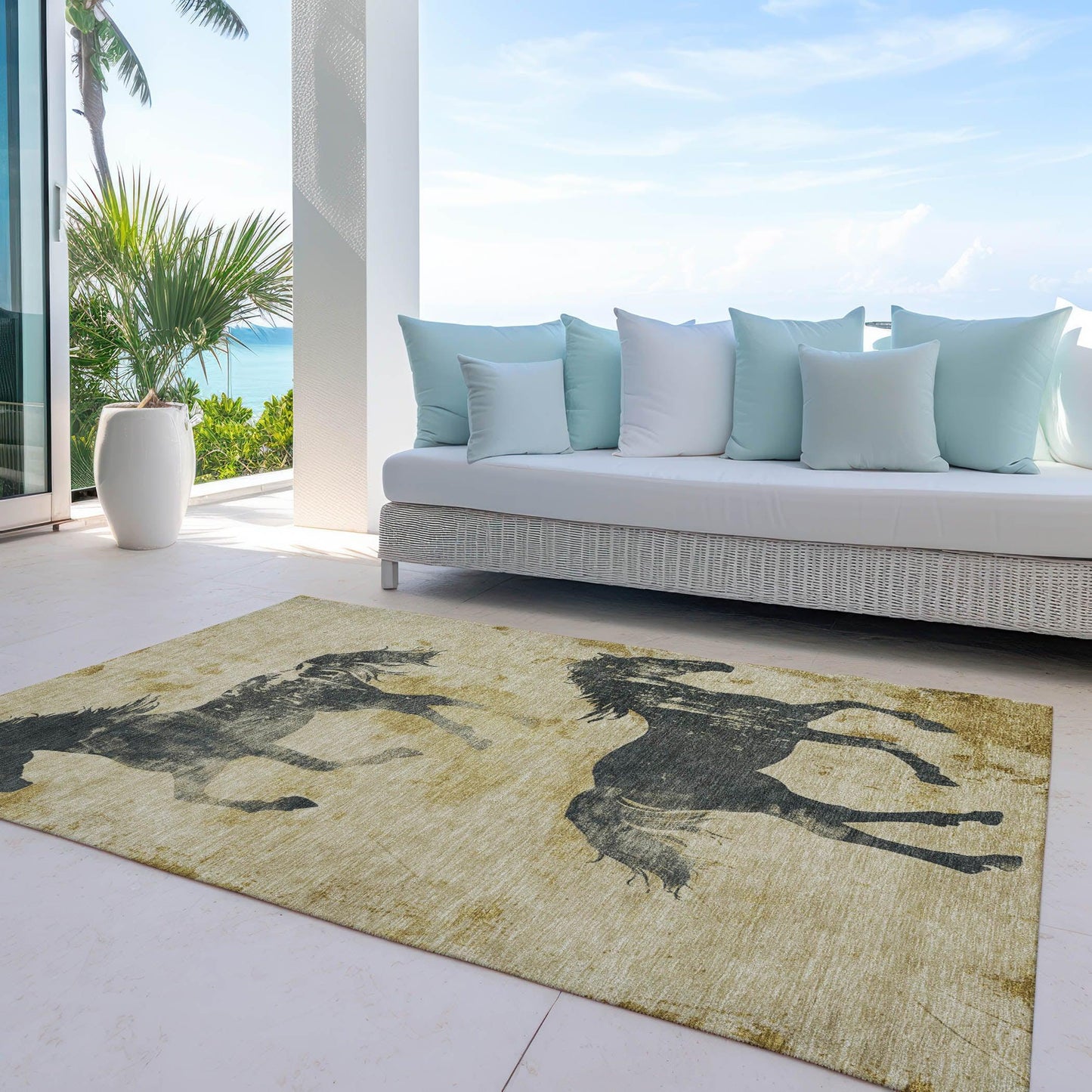 Galas Gold Washable Indoor-Outdoor Rug