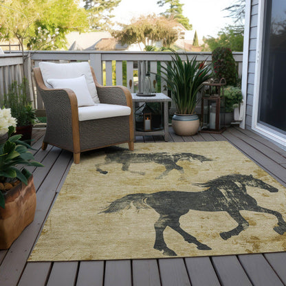 Galas Gold Washable Indoor-Outdoor Rug