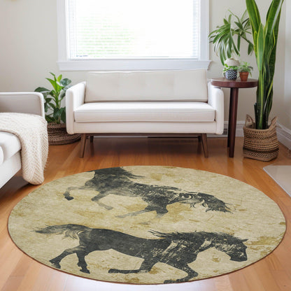 Galas Gold Washable Indoor-Outdoor Rug