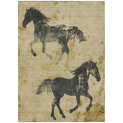 Galas Gold Washable Indoor-Outdoor Rug