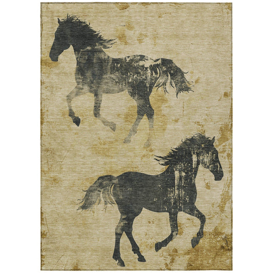 Galas Gold Washable Indoor-Outdoor Rug