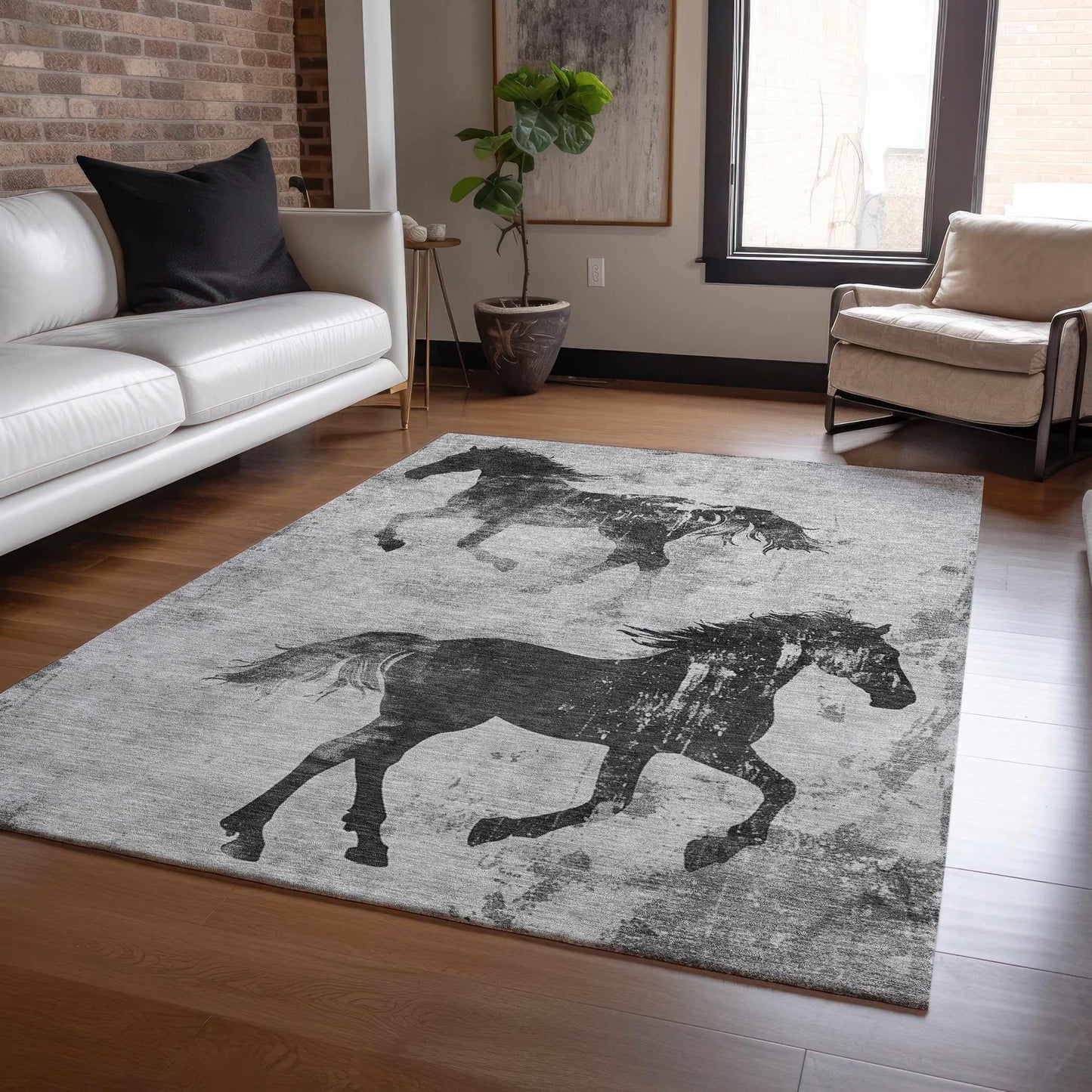 Galas Gray Washable Indoor-Outdoor Rug