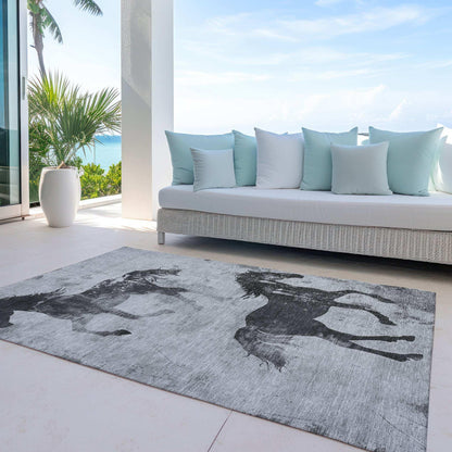 Galas Gray Washable Indoor-Outdoor Rug