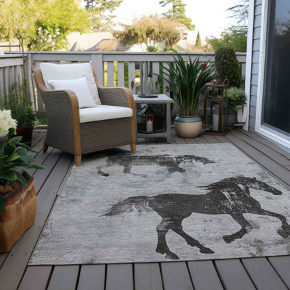 Galas Gray Washable Indoor-Outdoor Rug