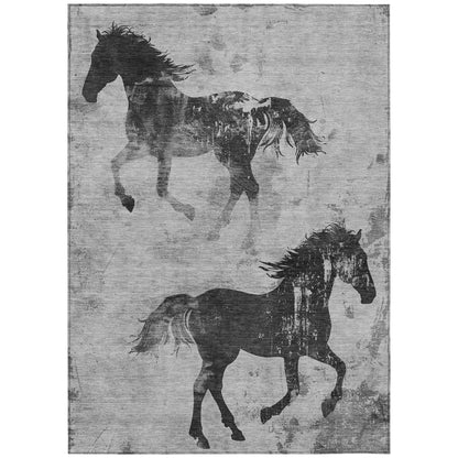 Galas Gray Washable Indoor-Outdoor Rug