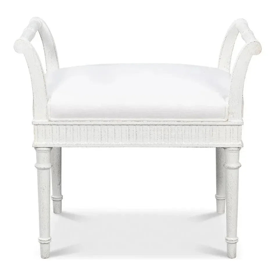 Gale Bungalow Acacia Wood White Bench - LOOMLAN - Bedroom Benches