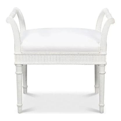 Gale Bungalow Acacia Wood White Bench - LOOMLAN - Bedroom Benches