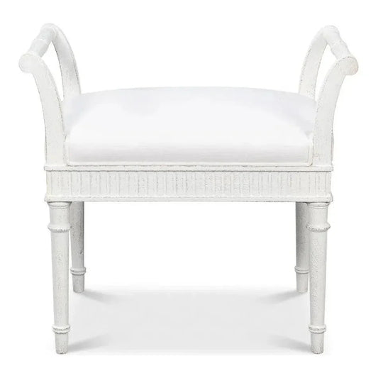 Gale Bungalow Acacia Wood White Bench - LOOMLAN - Bedroom Benches