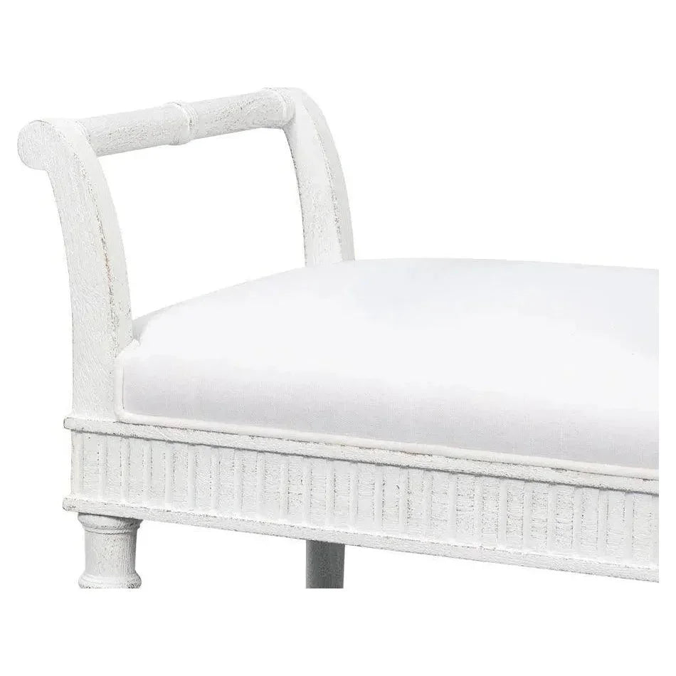 Gale Bungalow Acacia Wood White Bench - LOOMLAN - Bedroom Benches