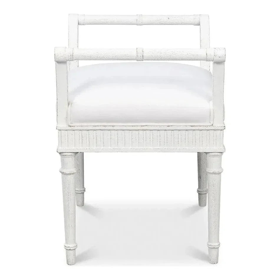 Gale Bungalow Acacia Wood White Bench - LOOMLAN - Bedroom Benches