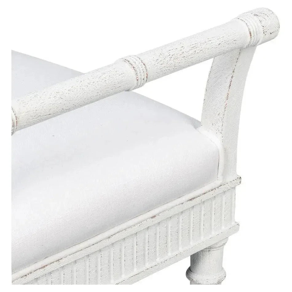 Gale Bungalow Acacia Wood White Bench - LOOMLAN - Bedroom Benches