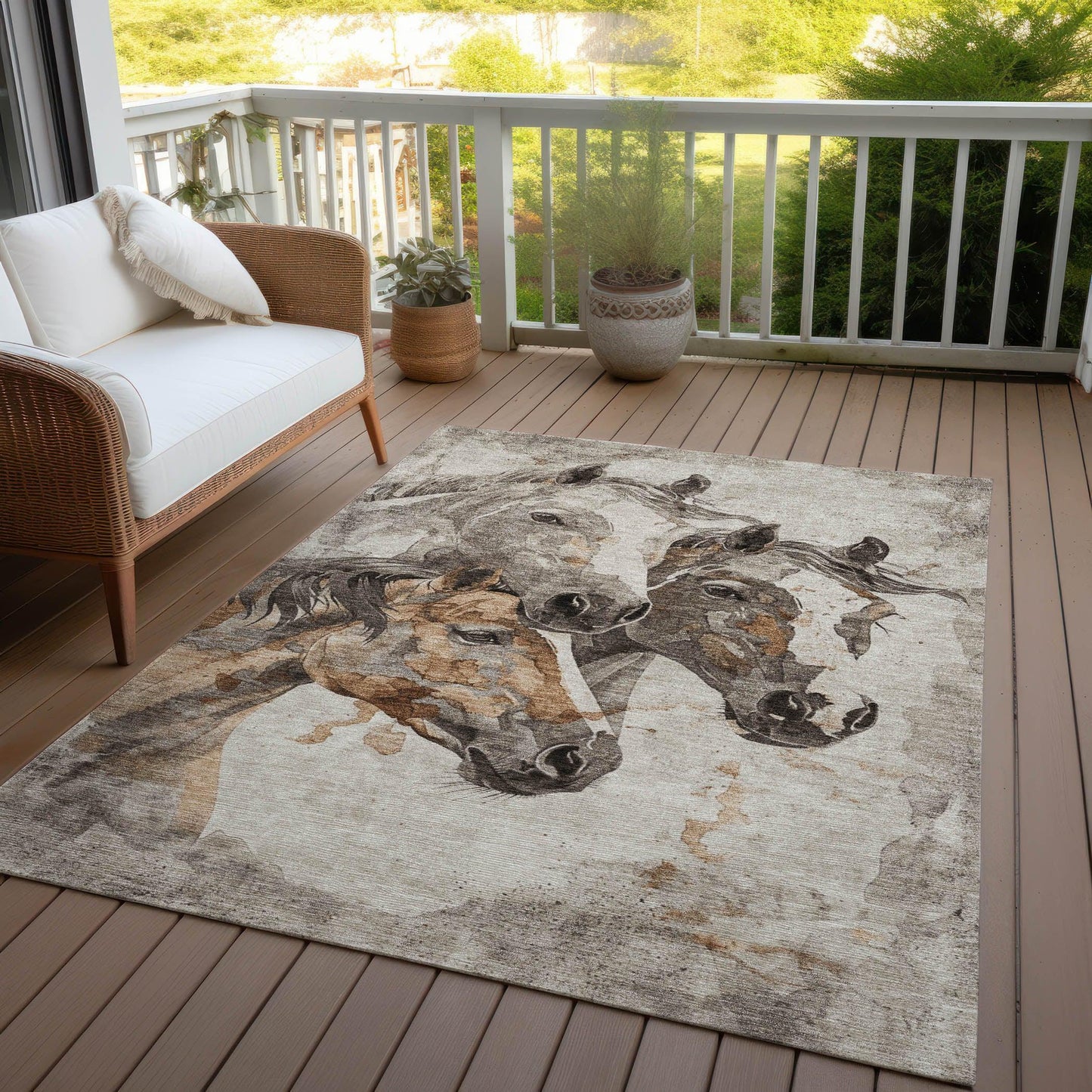 Galion Brown Washable Indoor-Outdoor Rug