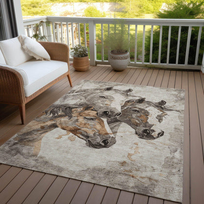 Galion Brown Washable Indoor-Outdoor Rug