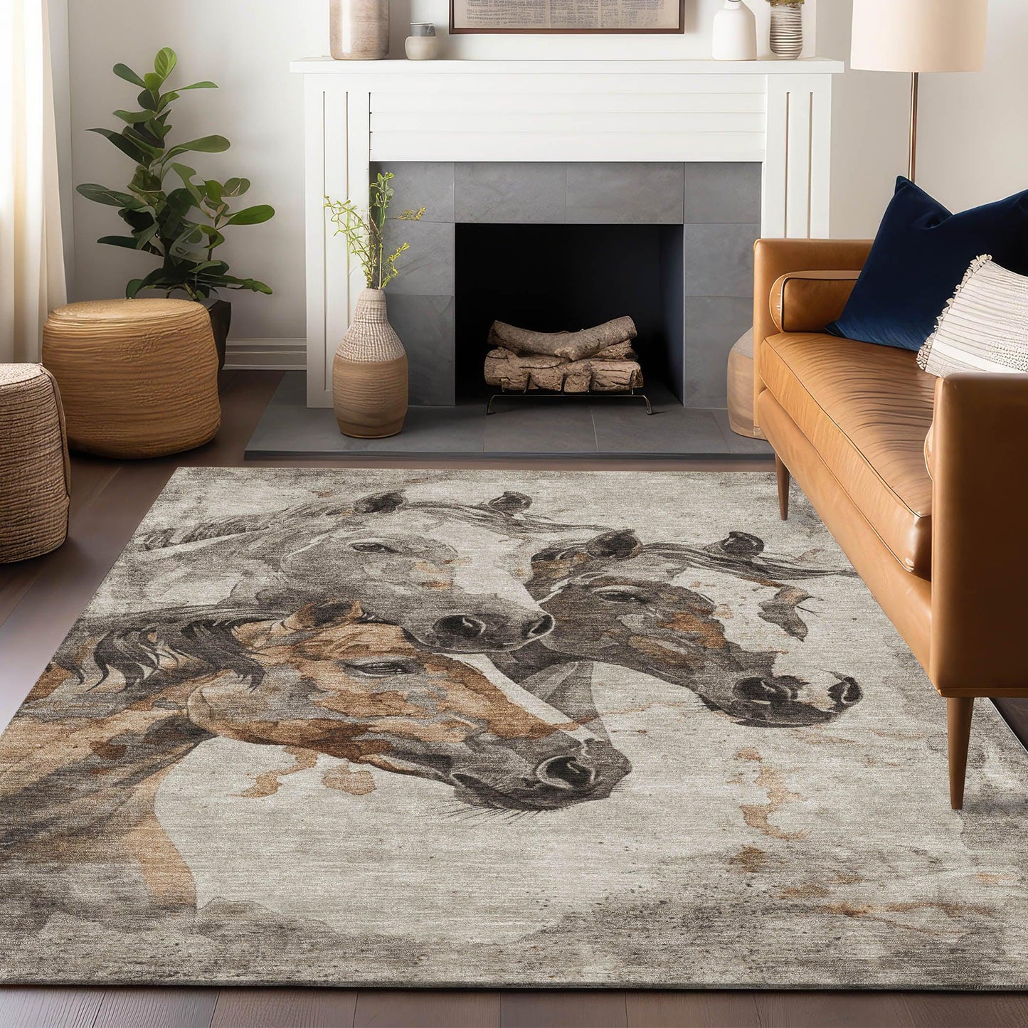 Galion Brown Washable Indoor-Outdoor Rug
