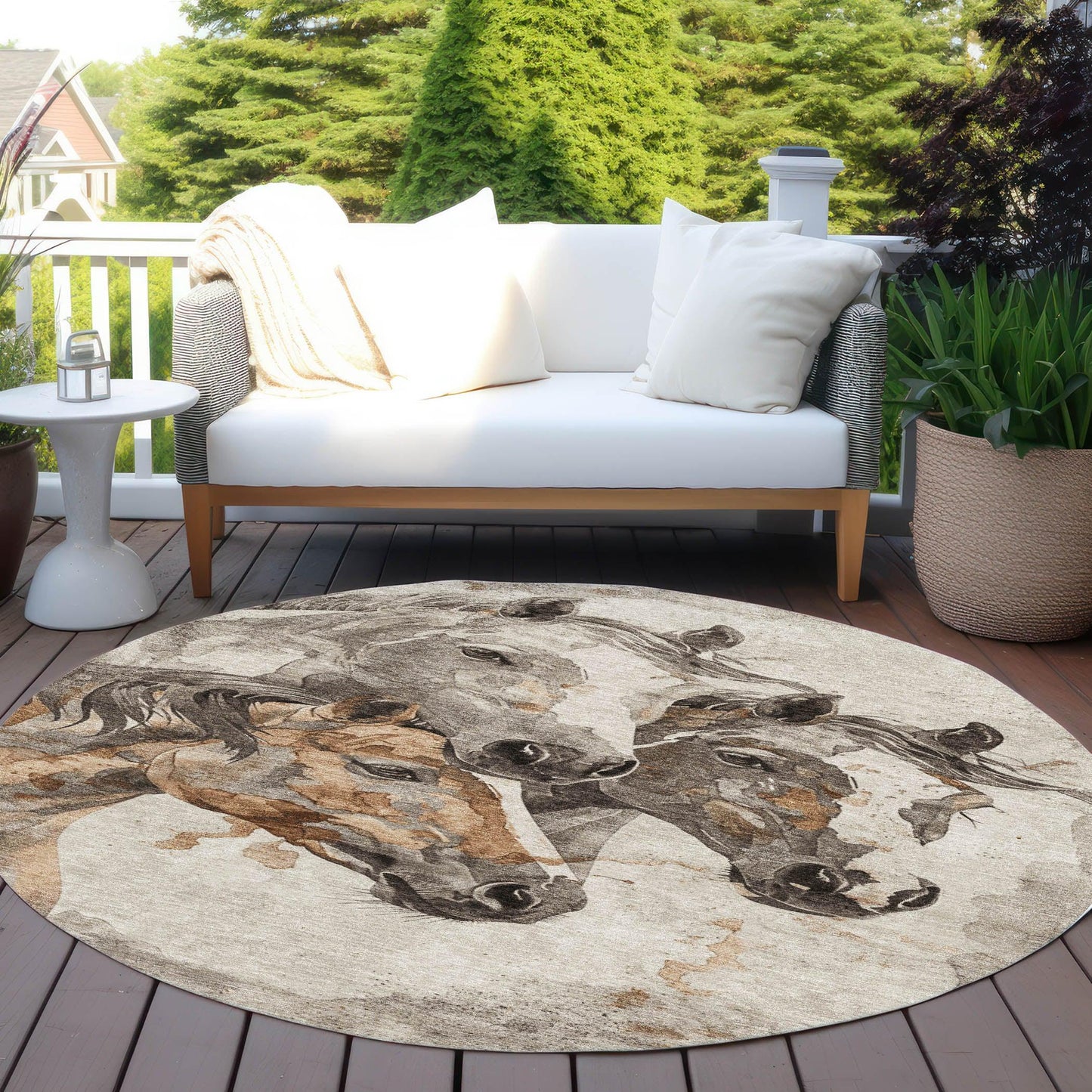 Galion Brown Washable Indoor-Outdoor Rug
