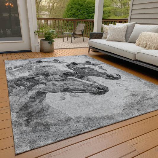Galion Gray Washable Indoor-Outdoor Rug