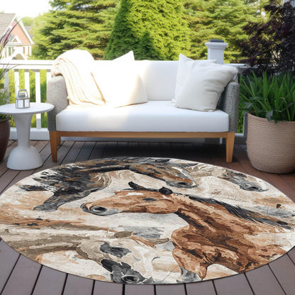 Galius Brown Washable Indoor-Outdoor Rug