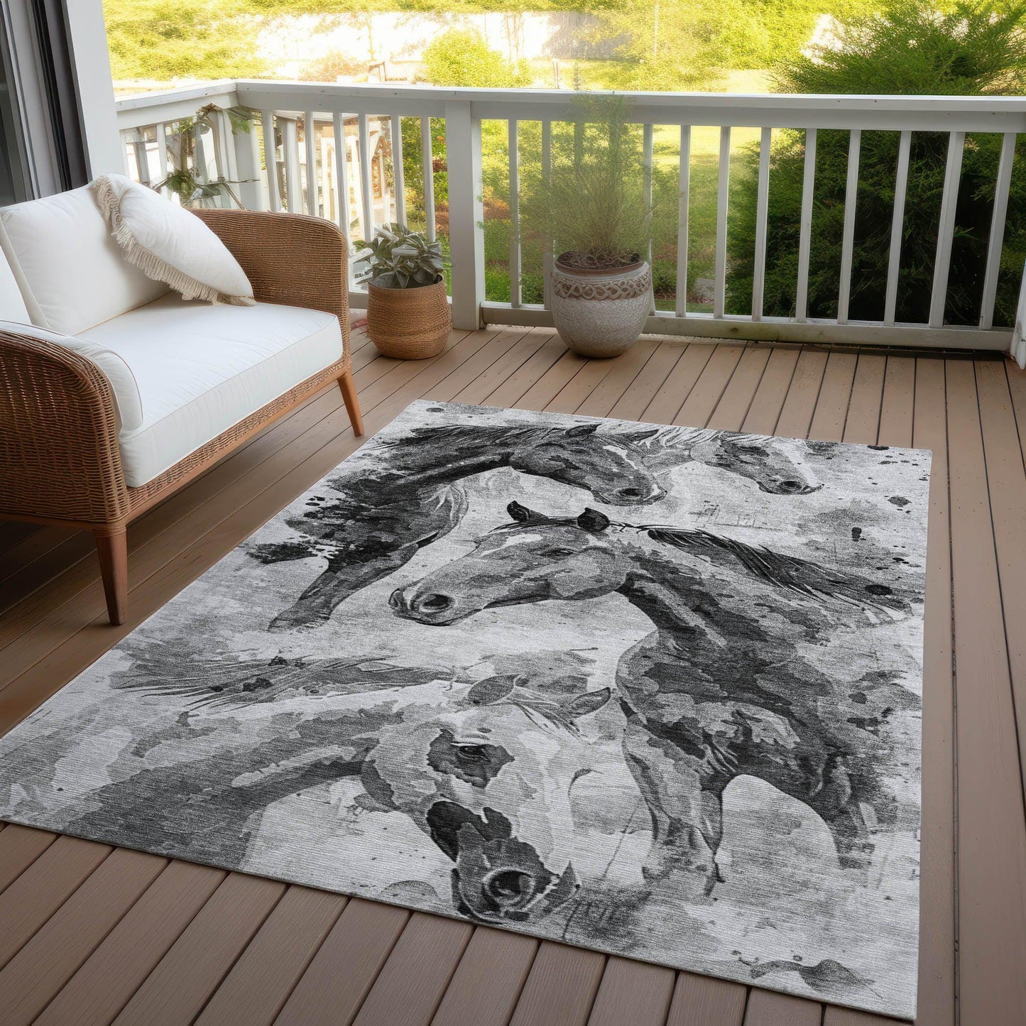 Galius Gray Washable Indoor-Outdoor Rug