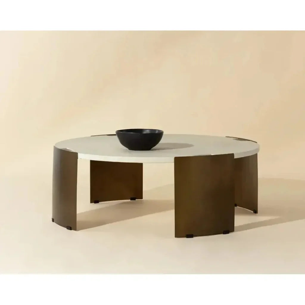 Gallus Concrete Outdoor Round Coffee Table-Outdoor Coffee Tables-SUNPAN-LOOMLAN