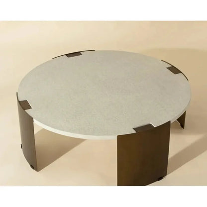 Gallus Concrete Outdoor Round Coffee Table-Outdoor Coffee Tables-SUNPAN-LOOMLAN