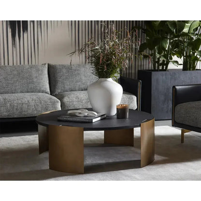 Gallus Concrete Outdoor Round Coffee Table-Outdoor Coffee Tables-SUNPAN-LOOMLAN