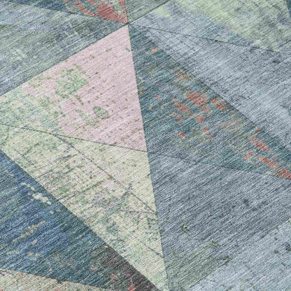 Galon Blue Washable Indoor-Outdoor Rug