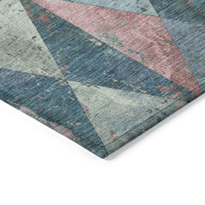 Galon Blue Washable Indoor-Outdoor Rug