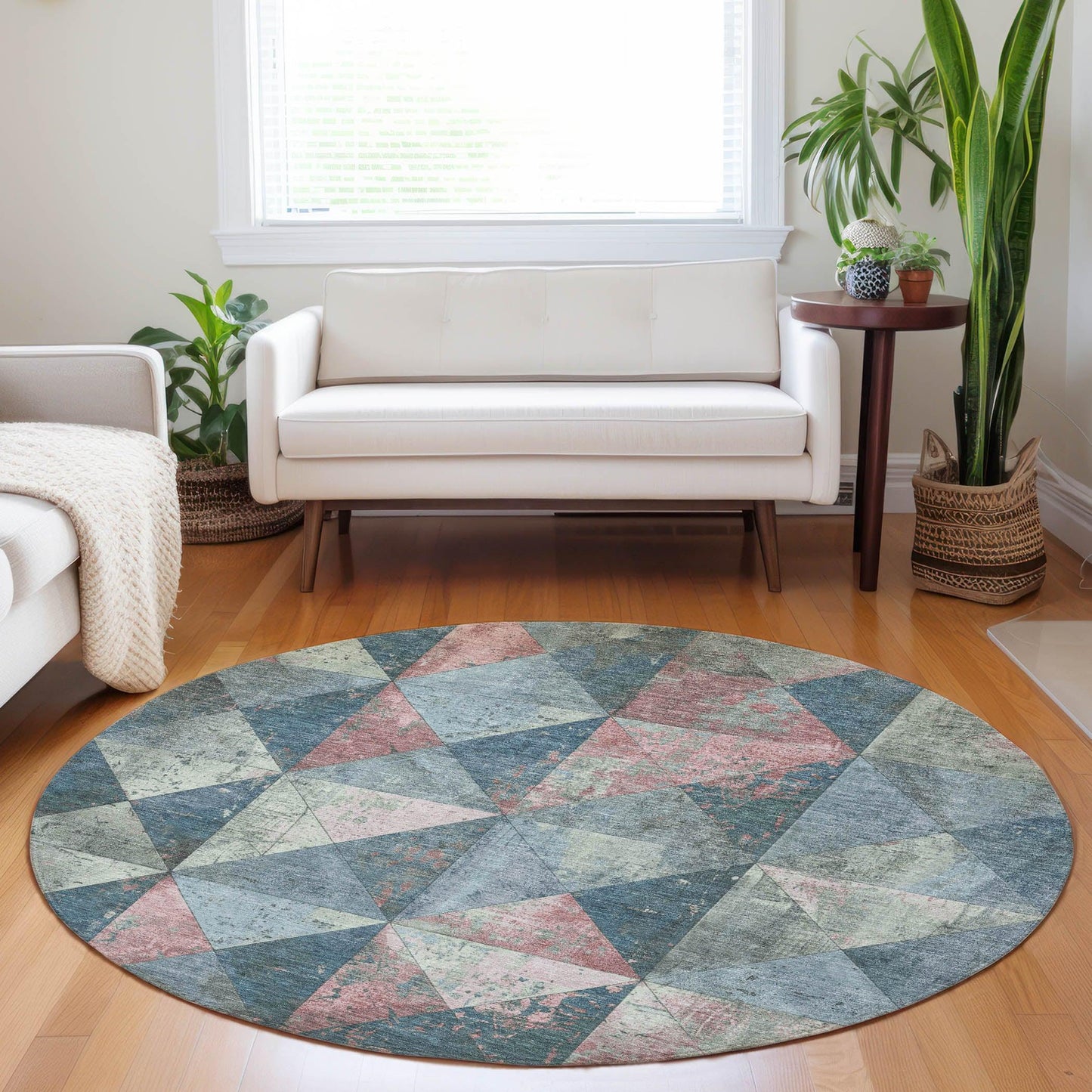 Galon Blue Washable Indoor-Outdoor Rug