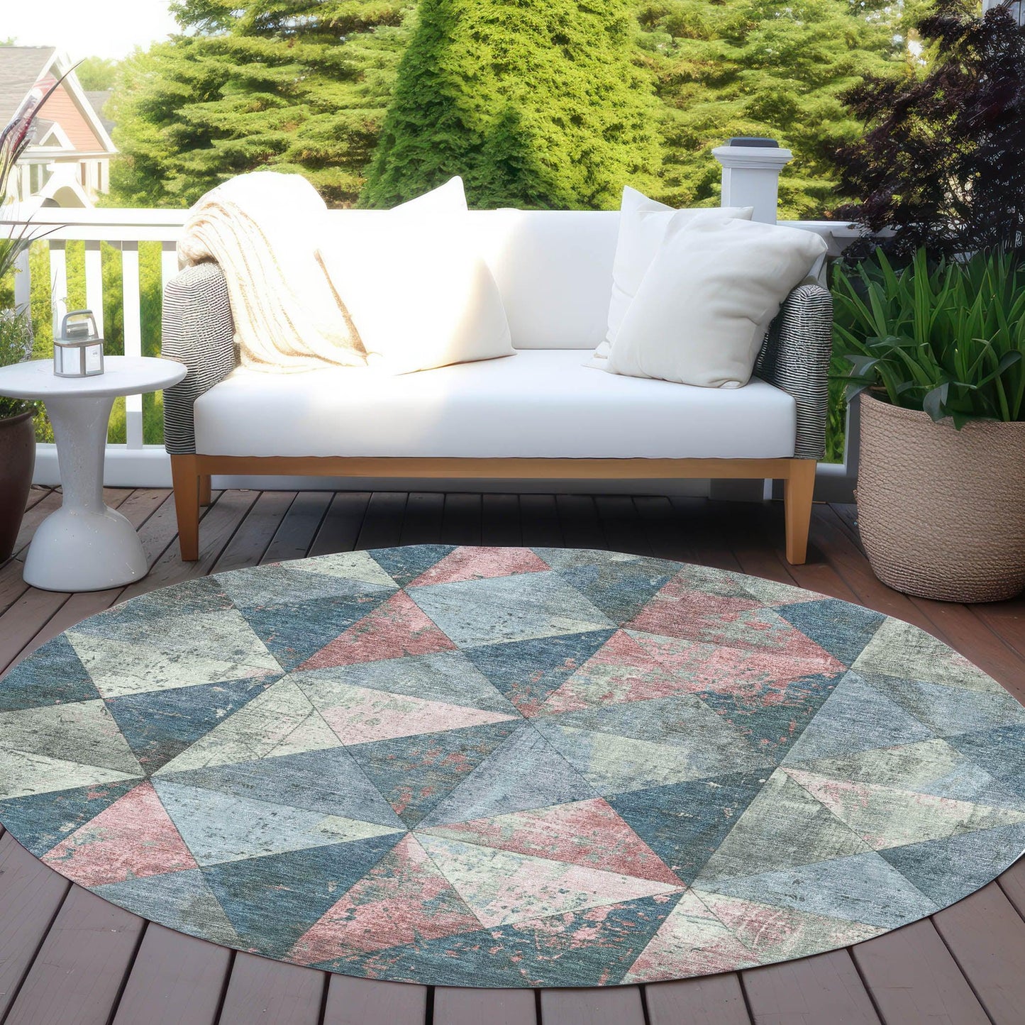 Galon Blue Washable Indoor-Outdoor Rug