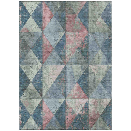 Galon Blue Washable Indoor-Outdoor Rug