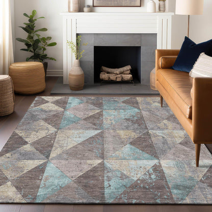 Galon Brown Washable Indoor-Outdoor Rug