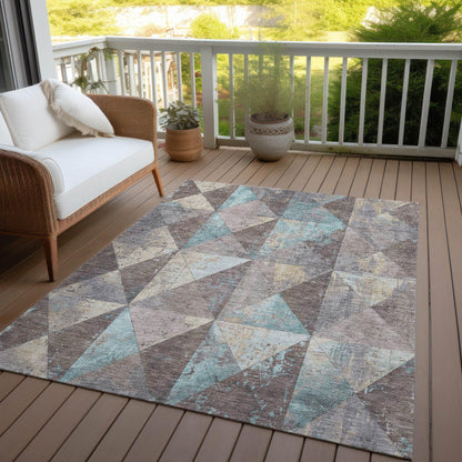 Galon Brown Washable Indoor-Outdoor Rug