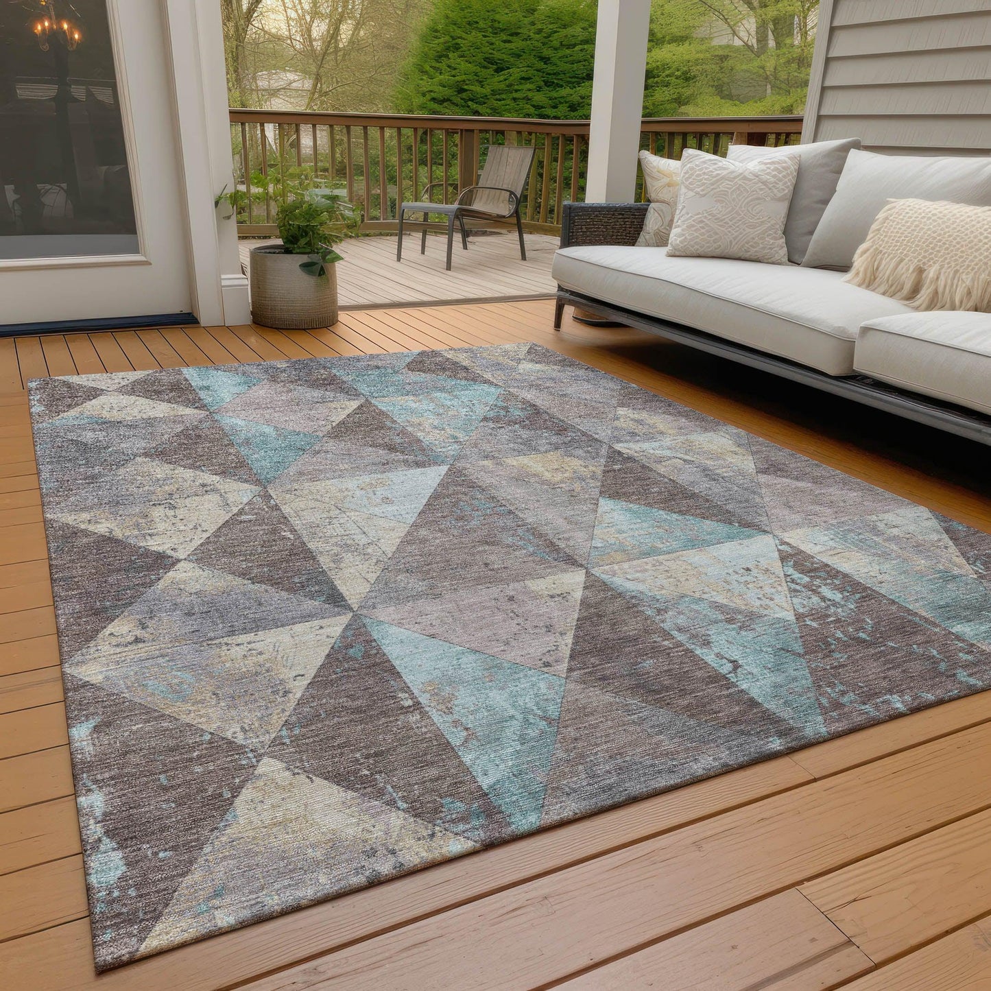 Galon Brown Washable Indoor-Outdoor Rug