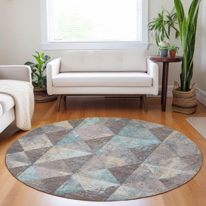 Galon Brown Washable Indoor-Outdoor Rug