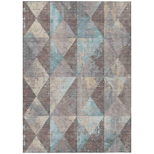 Galon Brown Washable Indoor-Outdoor Rug