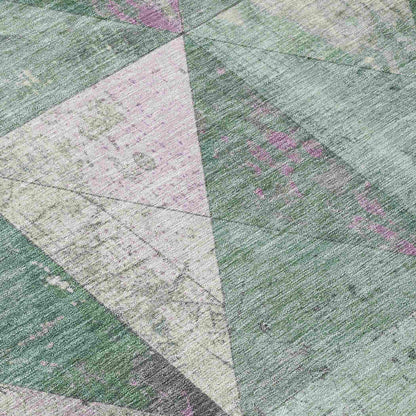 Galon Green Washable Indoor-Outdoor Rug
