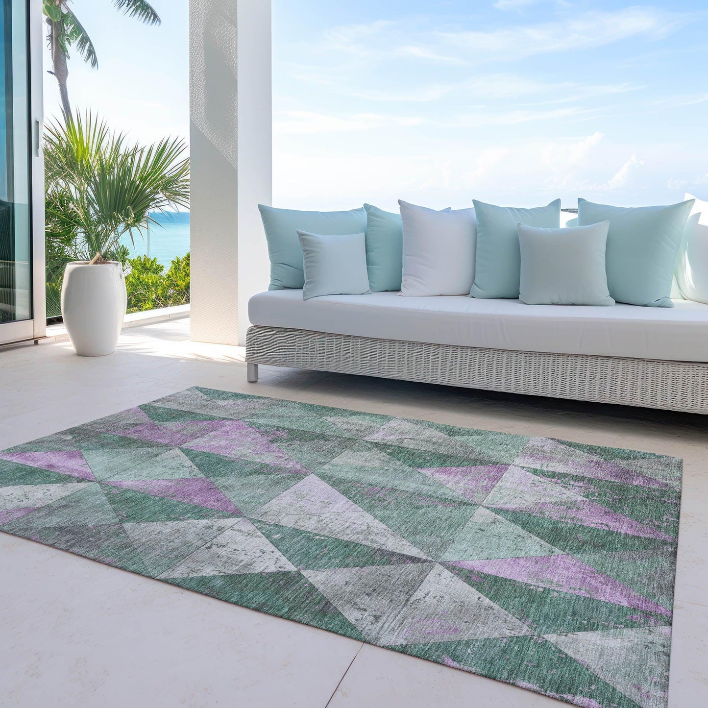 Galon Green Washable Indoor-Outdoor Rug