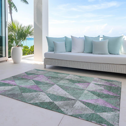 Galon Green Washable Indoor-Outdoor Rug